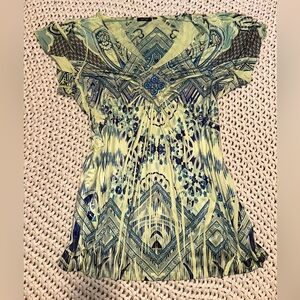 Y2K Green and Blue Top with Beads